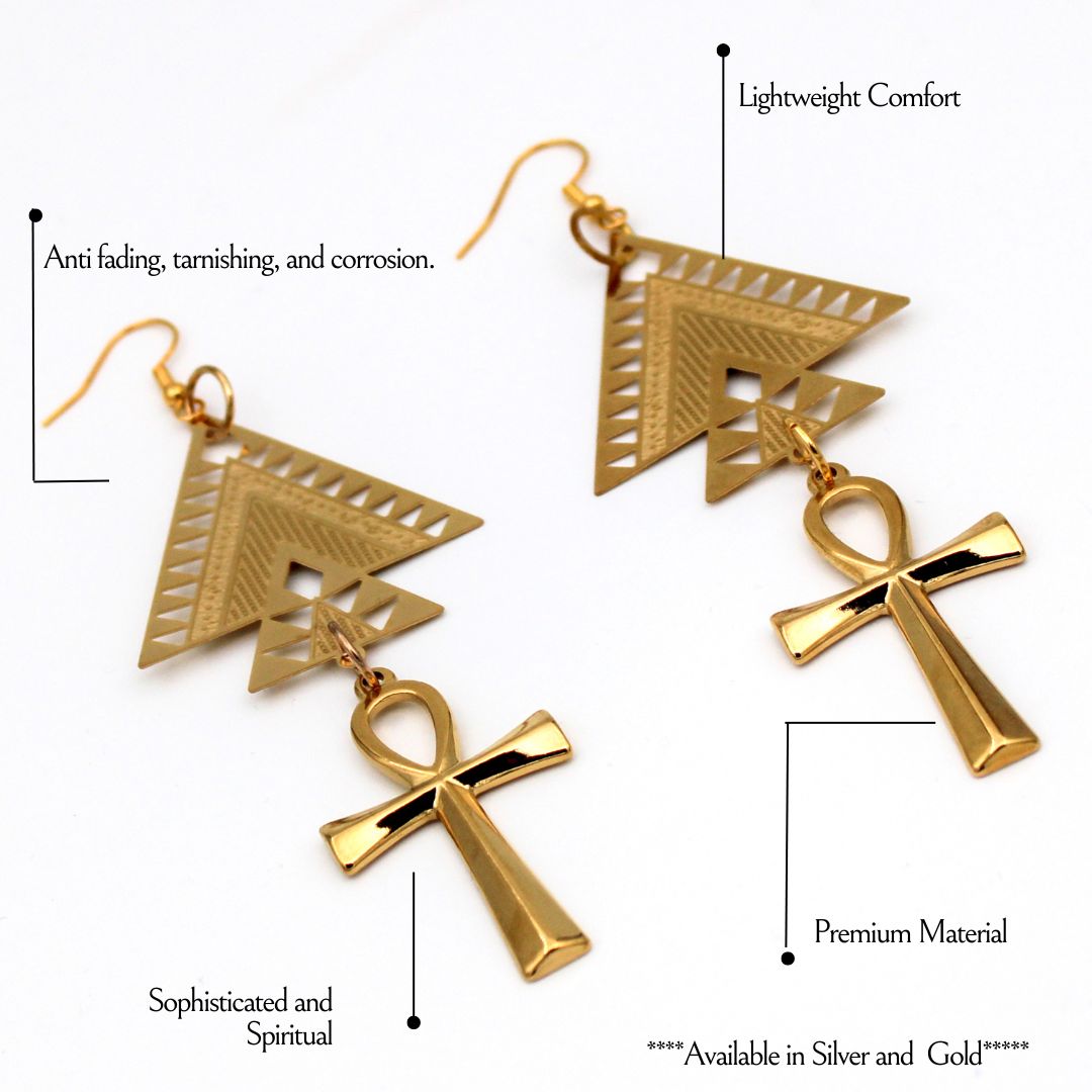 Building Life Gold Ankh Earrings